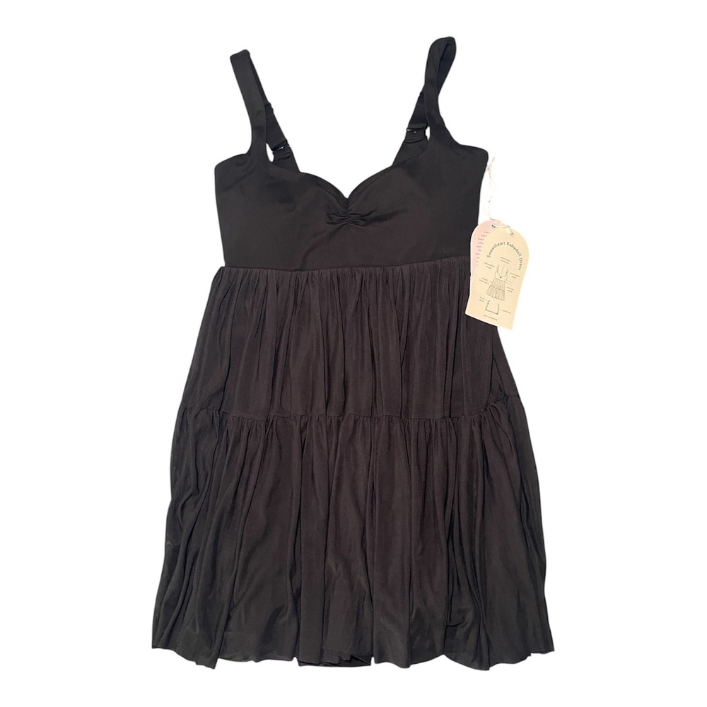 Blogilates Sweetheart Babydoll Dress Black Activewear Mini Dress with Shorts XS